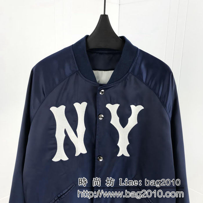 GUCCI古馳 18ss秋冬新款 NY Yankees棒球聯盟系列 絲綢男款套裝 ydi1632